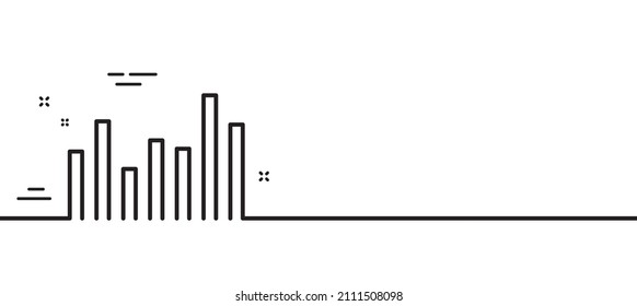 Icono de línea de gráfico de columnas. Signo del gráfico financiero. Símbolo de bolsa. Inversión empresarial. Fondo mínimo de la ilustración de línea. Banner de patrón de icono de línea de diagrama de barras. Concepto de plantilla web blanca. Vector