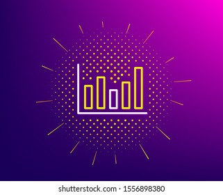Column chart line icon. Halftone pattern. Financial graph sign. Stock exchange symbol. Business investment. Gradient background. Column chart line icon. Yellow halftone pattern. Vector