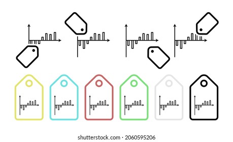 Column chart line vector icon in tag set illustration for ui and ux, website or mobile application