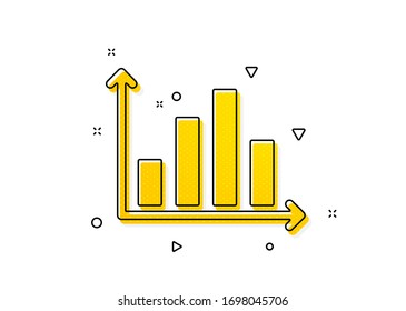 Column chart sign. Diagram graph icon. Market analytics symbol. Yellow circles pattern. Classic diagram graph icon. Geometric elements. Vector