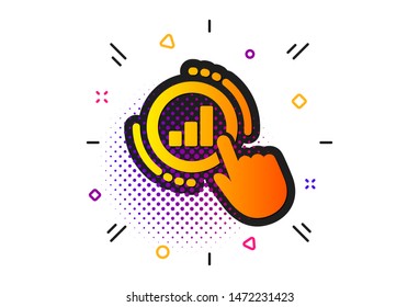 Column chart sign. Halftone circles pattern. Statistics icon. Growth graph diagram symbol. Classic flat graph chart icon. Vector