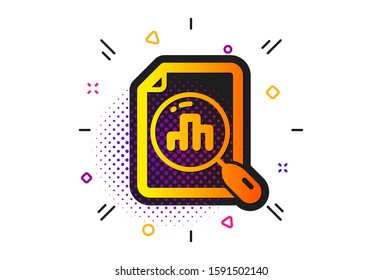 Column chart sign. Halftone circles pattern. Analytics graph icon. Growth diagram symbol. Classic flat analytics graph icon. Vector
