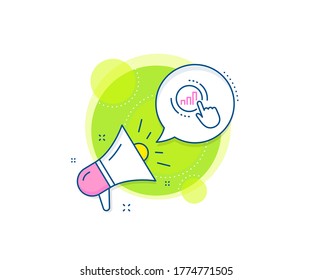 Column chart sign. Megaphone promotion complex icon. Statistics line icon. Growth graph diagram symbol. Business marketing banner. Graph chart sign. Vector