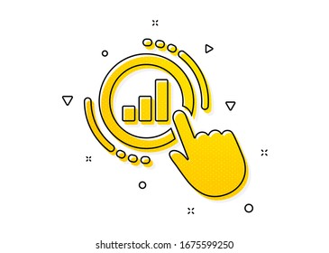 Column chart sign. Statistics icon. Growth graph diagram symbol. Yellow circles pattern. Classic graph chart icon. Geometric elements. Vector