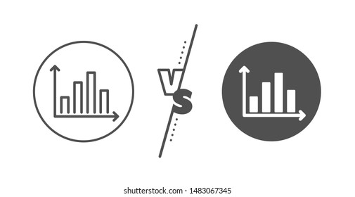 Column chart sign. Versus concept. Diagram graph line icon. Market analytics symbol. Line vs classic diagram graph icon. Vector