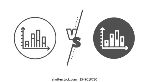 Column chart sign. Versus concept. Diagram graph line icon. Market analytics symbol. Line vs classic diagram graph icon. Vector