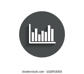 Column chart simple icon. Financial graph sign. Stock exchange symbol. Business investment. Circle flat button with shadow. Vector