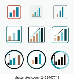 Gráfico de columnas Icono de medios sociales Estilo del vector Pro