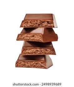 A column of chocolate bar pieces. Vector illustration