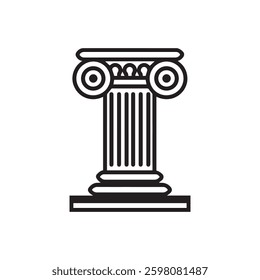 column decorative capitals black icon, symbolizing ancient architecture and historical illustration design.
