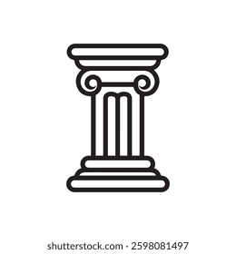 column decorative capitals black icon, symbolizing ancient architecture and historical illustration design.