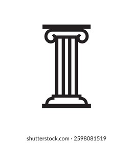 column decorative capitals black icon, symbolizing ancient architecture and historical illustration design.