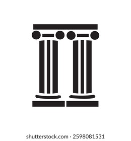 column decorative capitals black icon, symbolizing ancient architecture and historical illustration design.