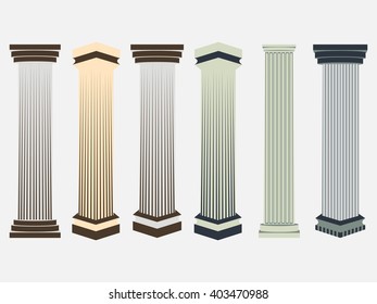 Column. Doric, Roman style. Set of columns. Vector illustration.
