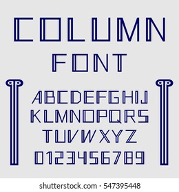 Column font. Vector. Original alphabet