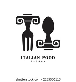 Column fork and spoon creative Italian restaurant logo vector