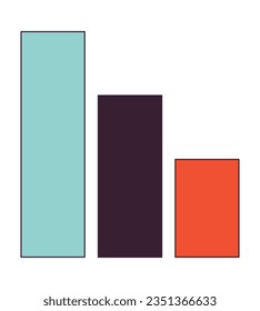 Column graph flat line color isolated vector object. Bar graphs. Data visualization. Statistics. Editable clip art image on white background. Simple outline cartoon spot illustration for web design