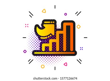 Column graph sign. Halftone circles pattern. Growth chart icon. Market analytics symbol. Classic flat growth chart icon. Vector