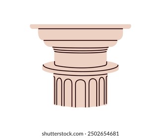 Column, Greek capital in doric order style. Classic antique architecture, marble pillar. Ancient old Athens design element. Historic flat graphic vector illustration isolated on white background