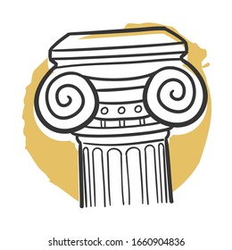 Column History Traditional Doodle. Icons Sketch Hand Made. Design Vector Line Art.