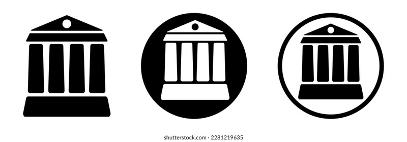 Column house vector icon. Greek temple. Roman parthenon. Museum, bank and university building. 