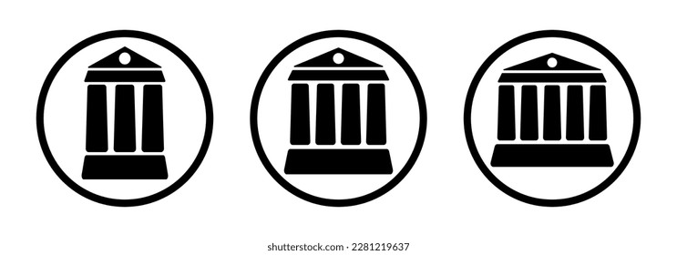 Column house vector icon. Greek temple. Roman parthenon. Museum, bank and university building. 
