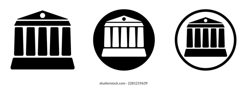 Column house vector icon. Greek temple. Roman parthenon. Museum, bank and university building. 