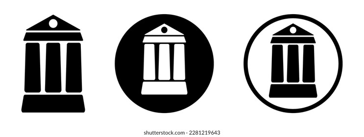 Column house vector icon. Greek temple. Roman parthenon. Museum, bank and university building. 