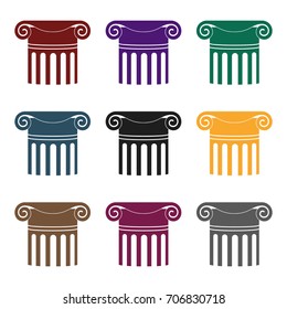 Column icon in  black style isolated on white background. Theater symbol stock vector illustration