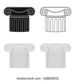 Column icon in cartoon style isolated on white background. Theater symbol stock vector illustration