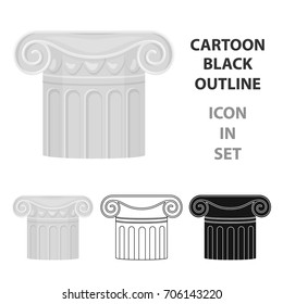 Column icon in cartoon style isolated on white background. Theater symbol stock vector illustration