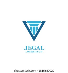 Column icon in delta frame on white background. Logo design for law offices and museums.