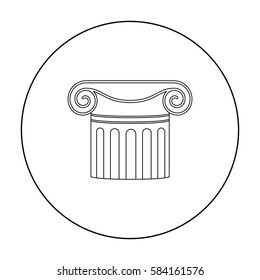 Column icon in outline style isolated on white background. Theater symbol stock vector illustration