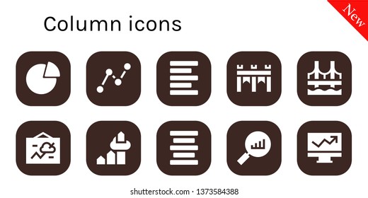 column icon set. 10 filled column icons.  Simple modern icons about  - Graph, Stats, Left alignment, Bridge, Chart, Center alignment, Statistics, Line chart