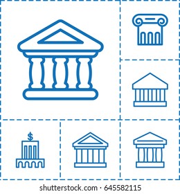 Column icon. set of 6 column outline icons such as greek column