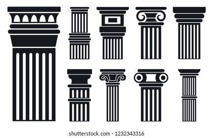 Column icon set. Simple set of column vector icons for web design on white background