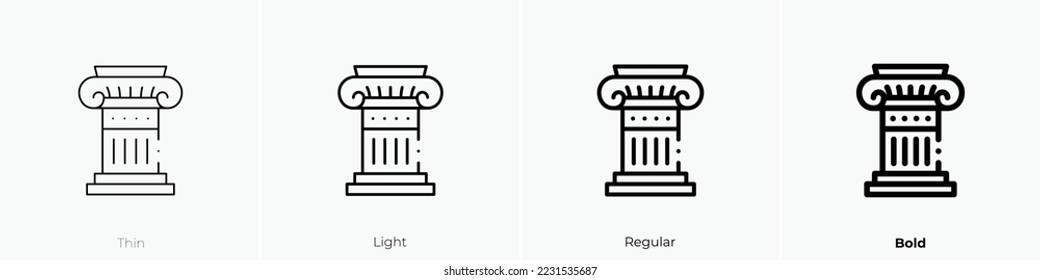 column icon. Thin, Light Regular And Bold style design isolated on white background