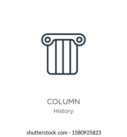 Column icon. Thin linear column outline icon isolated on white background from history collection. Line vector sign, symbol for web and mobile