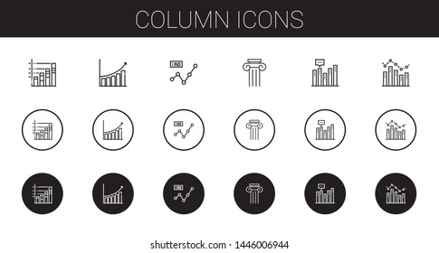 column icons set. Collection of column with bar chart, line chart. Editable and scalable column icons.