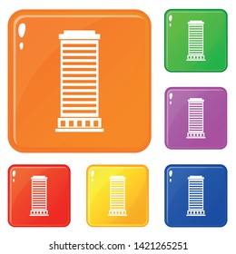 Column icons set collection vector 6 color isolated on white background