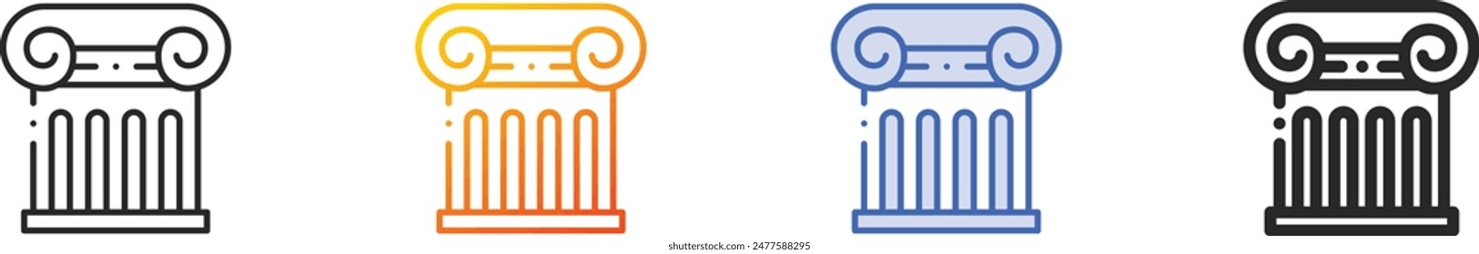 column icon.Thin Linear, Gradient, Blue Stroke and bold Style Design Isolated On White Background