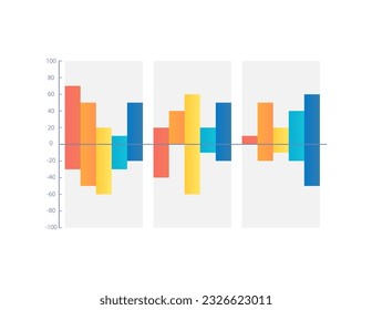 Column infographic chart design template with negative field. Stock indicators. Editable infochart with vertical bar graphs. Visual data presentation. Myriad Pro-Bold, Regular fonts used