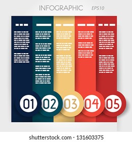 Column Infographic Five Options In Big Down Rings. Infographic Concept.