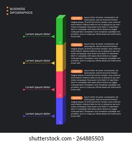 Column infographics. Flat style. Box design. Dark background.