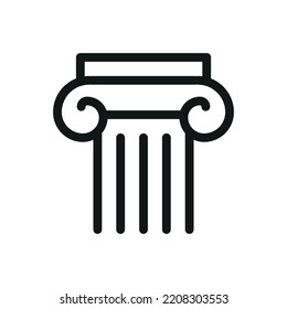 Column isolated icon, ancient antique architecture outline vector icon with editable stroke