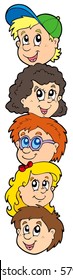 Column with kids faces - vector illustration.