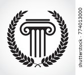 column with laurel wreath / antique theme logo