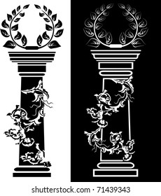 Column with a laurel wreath the concept a victory