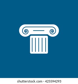 Column Line Icon On Blue Background