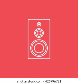 Column Line Icon On Red Background